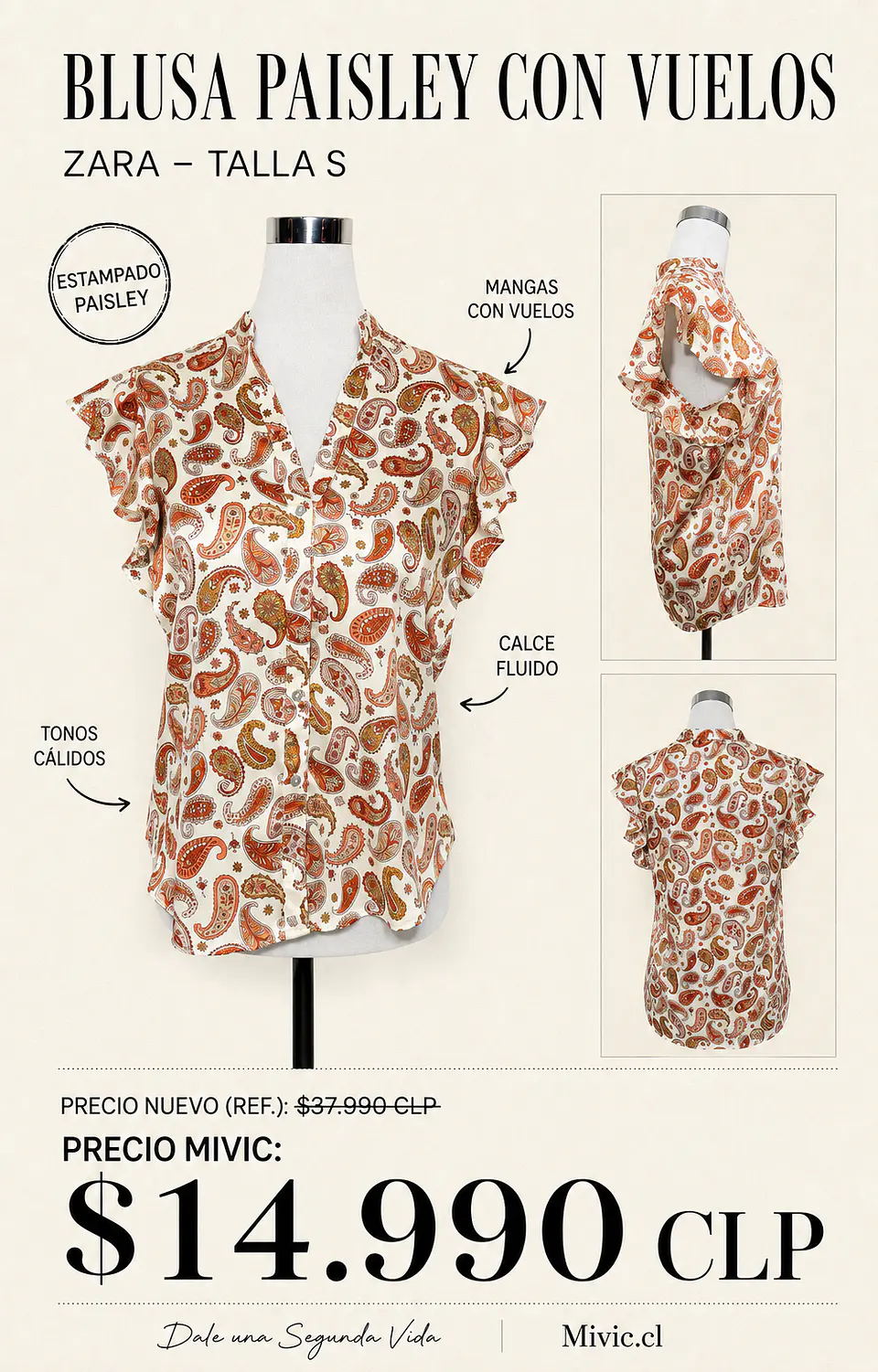 Blusa Paisley con Mangas de Vuelos Zara 1