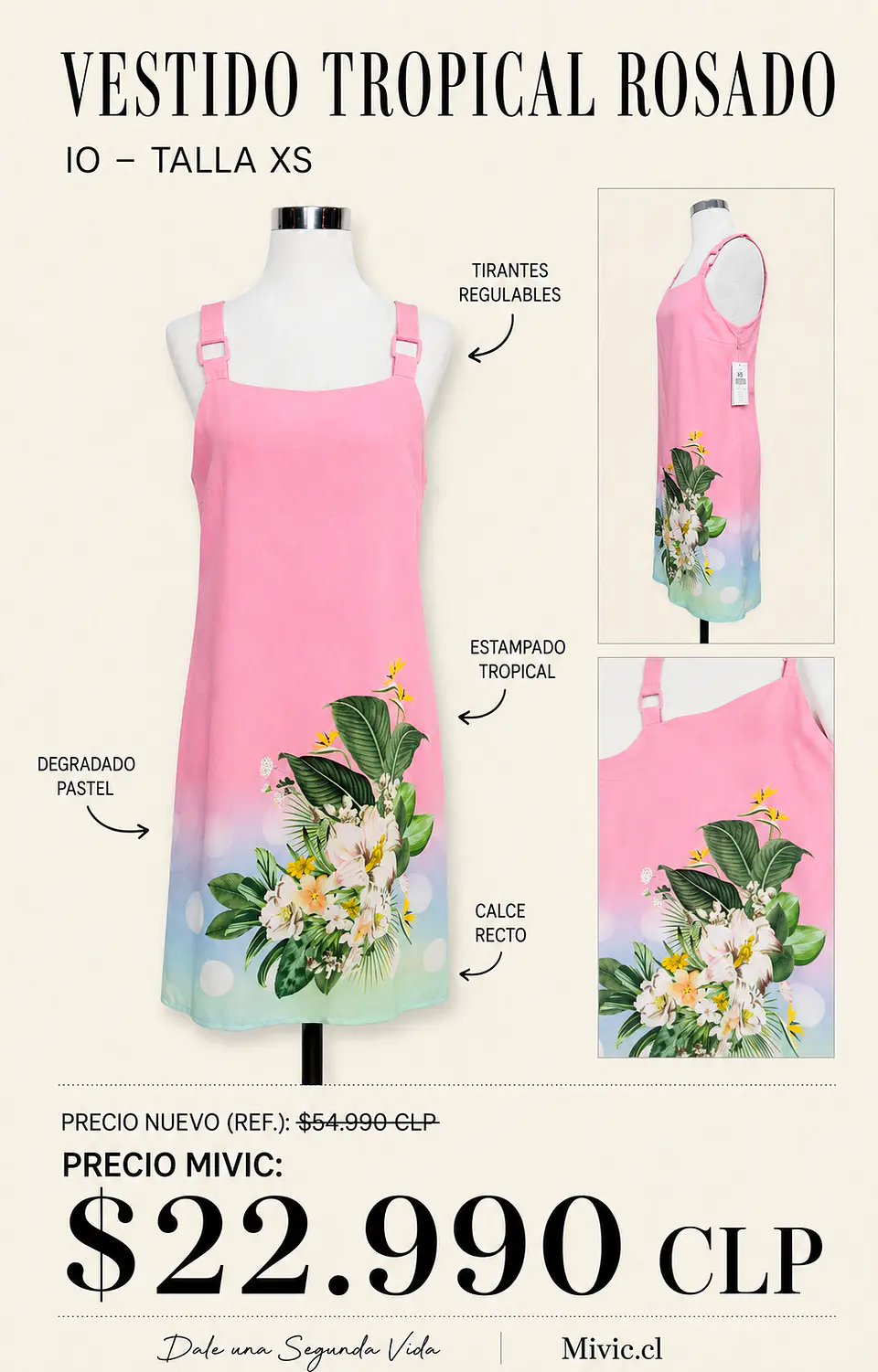 Vestido Corto Tropical Rosado IO 1