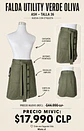 Falda Utility Verde Oliva con Cinturón ASH Nueva con Etiqueta - Miniatura 1