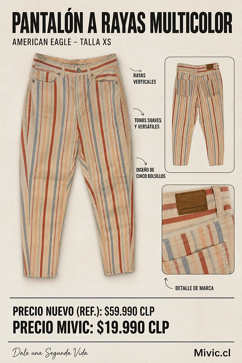 Pantalón American Eagle a Rayas Multicolor