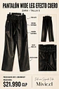 Pantalón Wide Leg Efecto Cuero Negro Zara - Miniatura 1