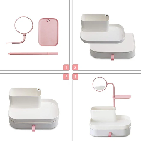 Organizador de Maquillaje Compacto con Espejo 360°