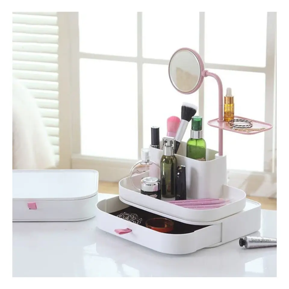 Organizador de Maquillaje Compacto con Espejo 360° 3