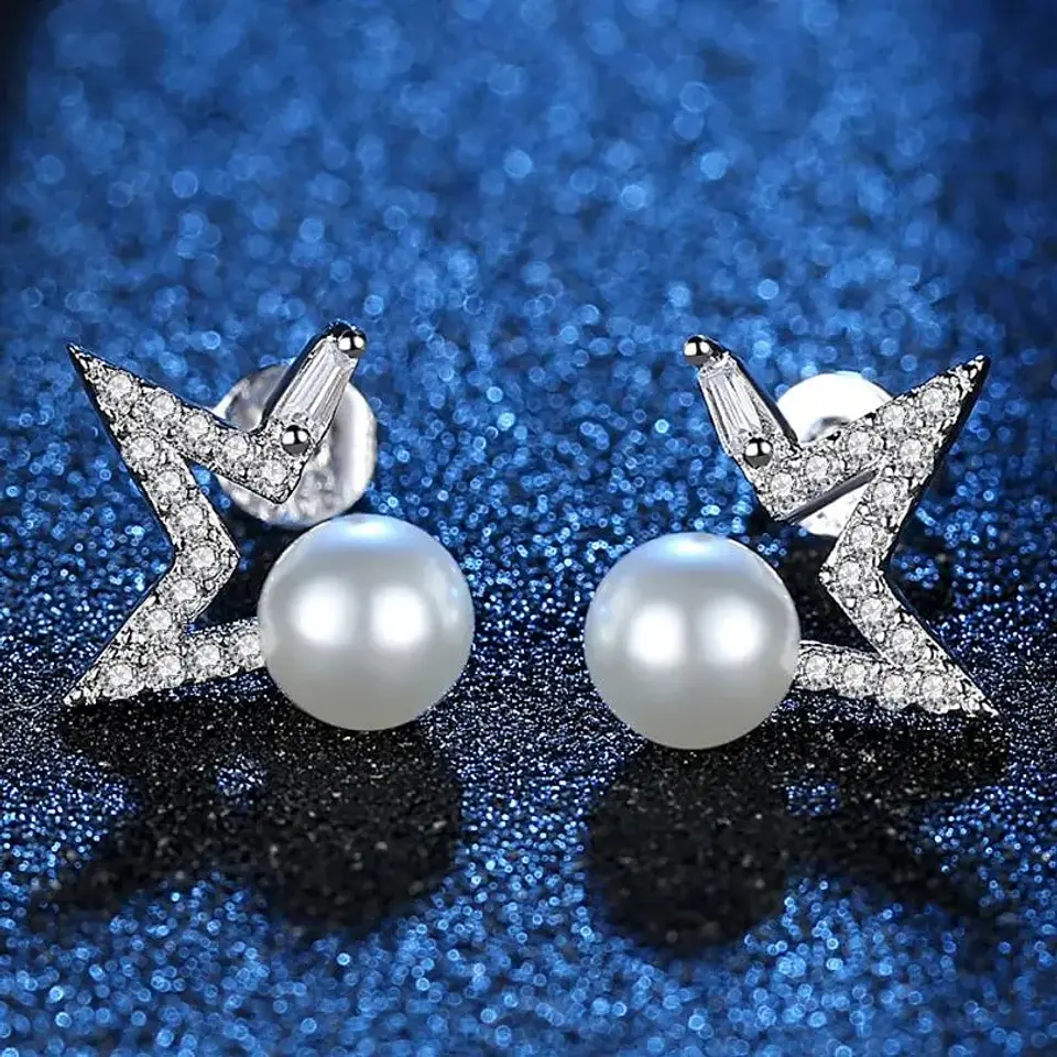 Aros Estrella y Perla Blanca 2