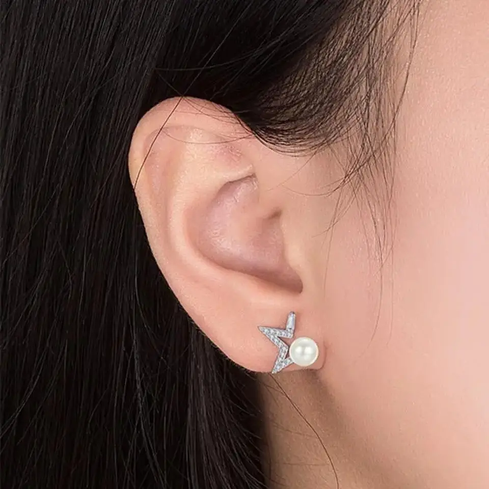 Aros Estrella y Perla Blanca 3