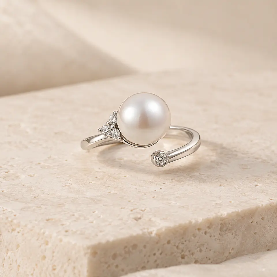 Anillo Plata 925 Perla Blanca 4