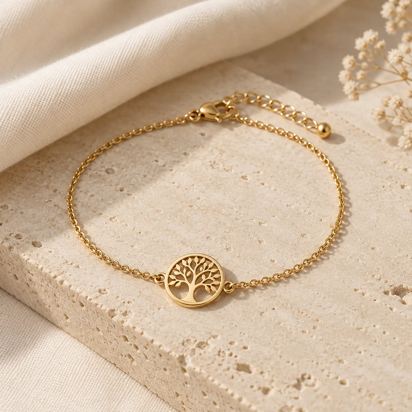 Pulsera Árbol de la Vida Dorado en Acero 4