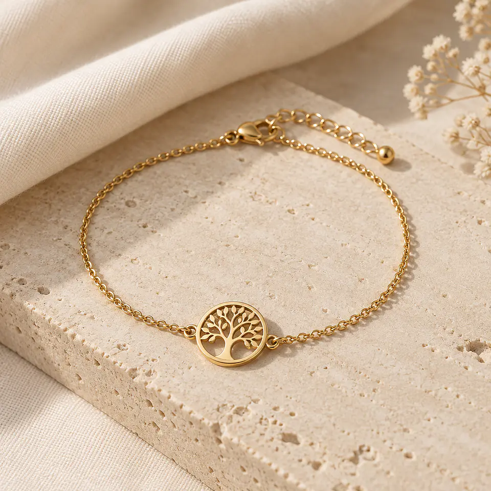 Pulsera Árbol de la Vida Dorado en Acero 4