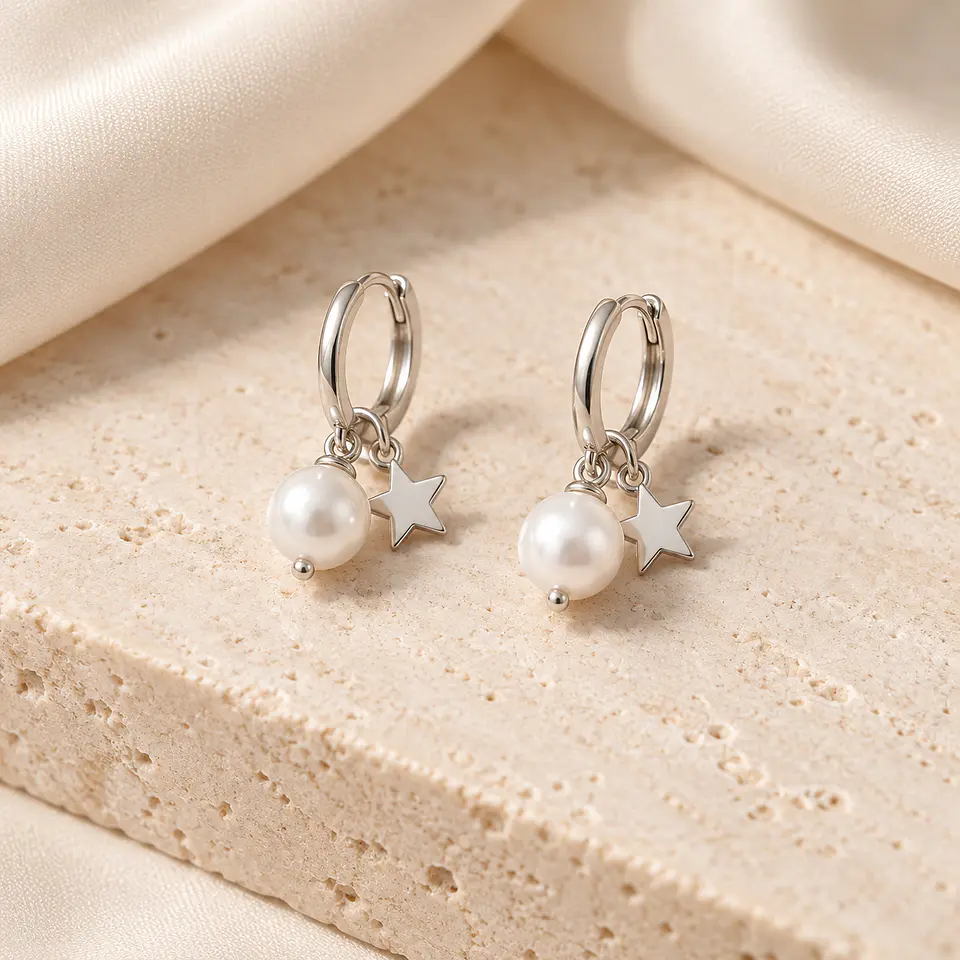 Aros Estrella y Perla Blanca 4