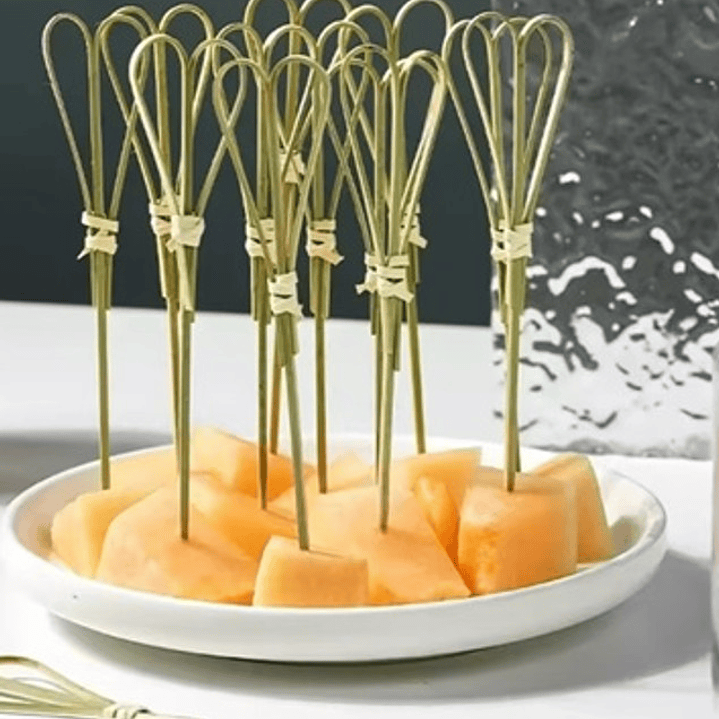 Caja Brocheta | Pincho Bambú Corazón 12cm (paquete 100 Unid) 3