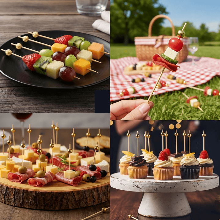 Caja Brocheta | Pincho Perla Dorada 12cm (paquete 100 Unid) 3