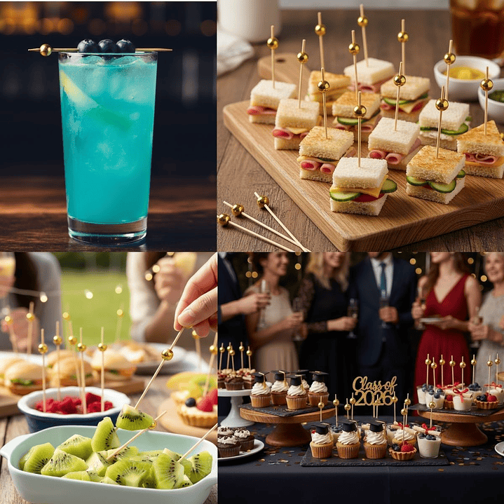 Caja Brocheta | Pincho Perla Dorada 12cm (paquete 100 Unid) 4