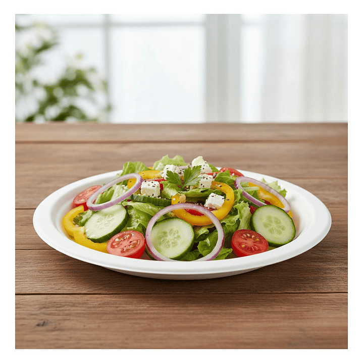 Plato bagazo redondo blanco 23 cm (50 unidades) 4