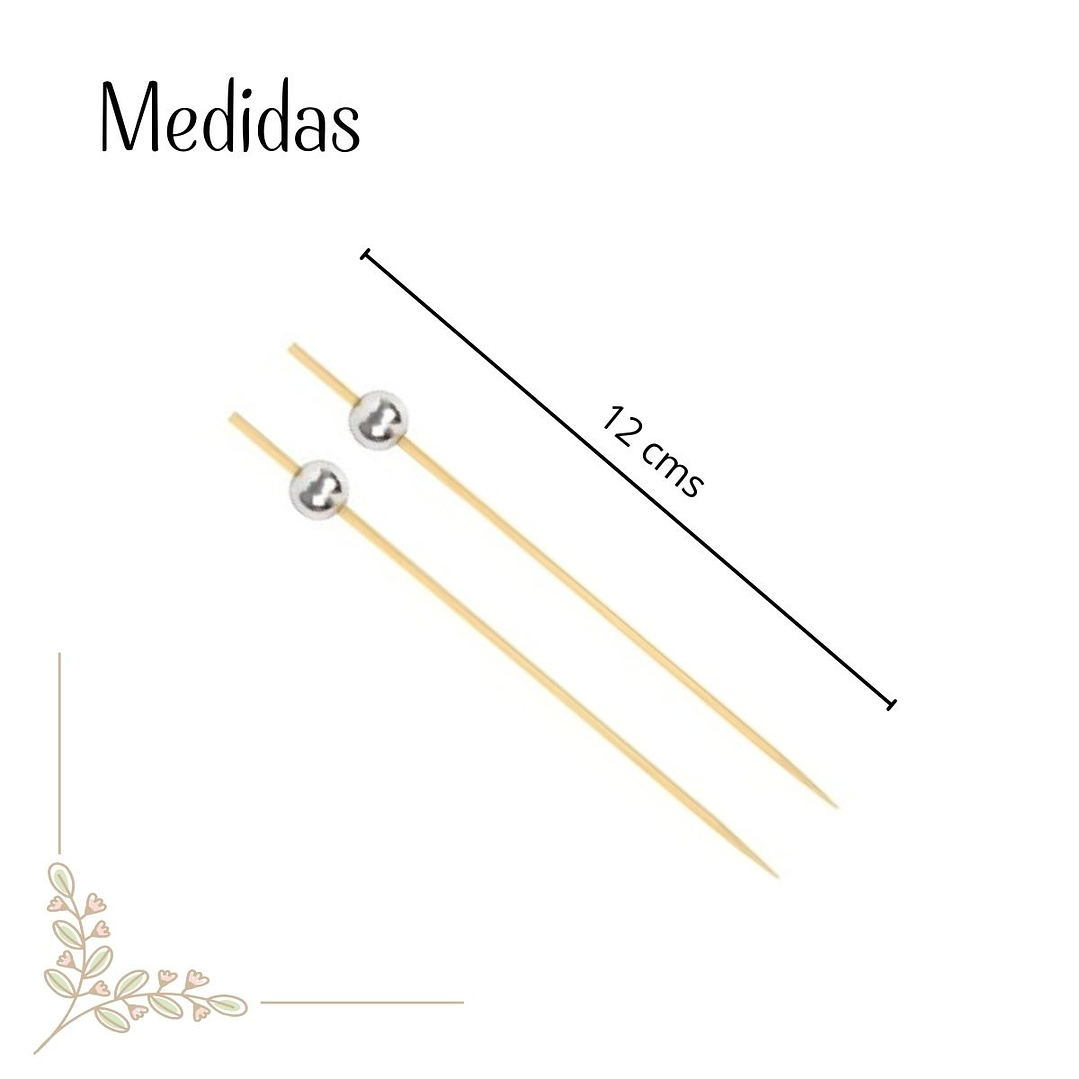 Brocheta | Pincho Perla Plateada 12 cm (paquete 100 Unid) 2