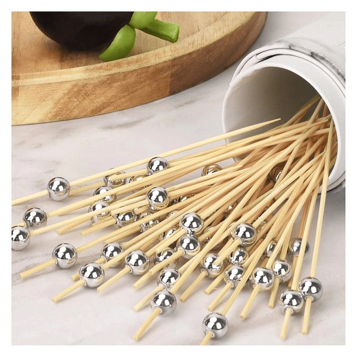 Brocheta | Pincho Perla Plateada 12 cm (paquete 100 Unid) 5