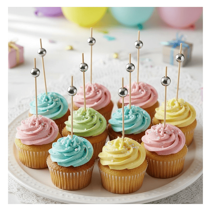 Brocheta | Pincho Perla Plateada 12 cm (paquete 100 Unid) 9