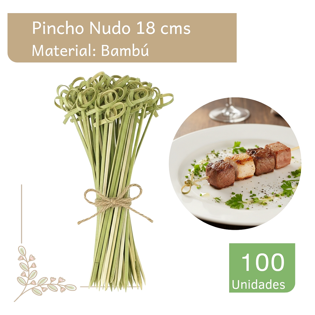 Brocheta | Pincho Bambú Nudo 18 cm (paquete 100 Unid) 1