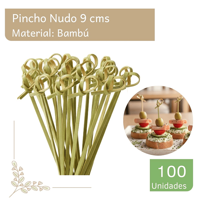 Brocheta | Pincho Bambú Nudo 9 cm (paquete 100 Unid) 1