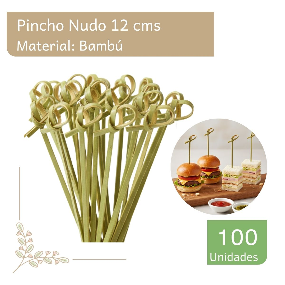 Brocheta | Pincho Bambú Nudo 12 cm (paquete 100 Unid) 1