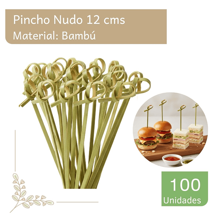Brocheta | Pincho Bambú Nudo 12 cm (paquete 100 Unid) 1