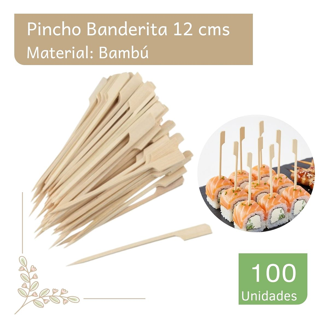 Brocheta | Pincho Banderita Bambú 12 (paquete 100 Unid) 1