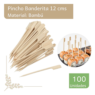 Brocheta | Pincho Banderita Bambú 12 (paquete 100 Unid)