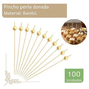 Brocheta | Pincho Perla Dorada 12 cm (paquete 100 Unid)