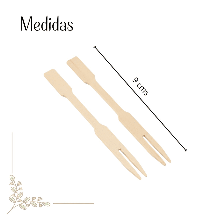 Pinchos Tipo Tenedor Bambú 9cm (paquete 100 Unid) 2