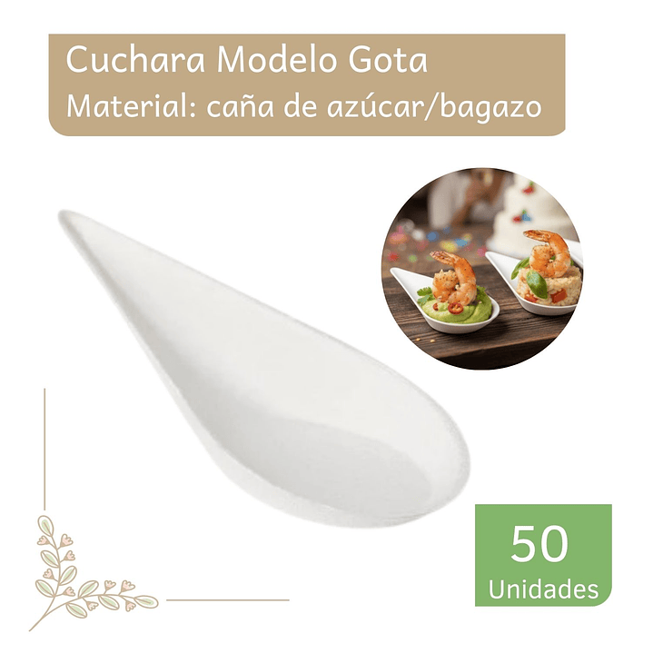 Cuchara de Caña de Azúcar (Bagazo) 10 x 5 cm (paquete 50 unid) 1