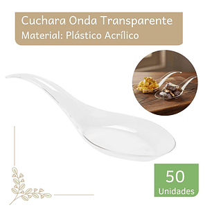Cuchara Acrílico Transparente Tradicional / Onda (paquete 50 Unid)