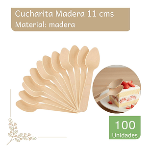 Cucharita Madera 11 Cm Para Té O Postres (paquete 100 Unid.)