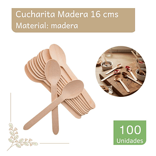 Cuchara Madera 16 Cm  (paquete 100 Unid.)