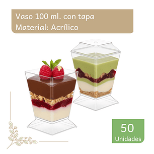 Pote Vaso Acrílico Plástico Con Tapa 100 Ml (50 Unidades)