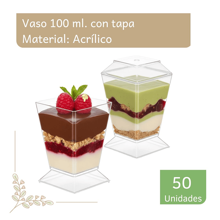 Pote Vaso Acrílico Plástico Con Tapa 100 Ml (50 Unidades) 1