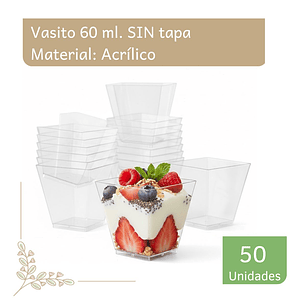 Pote Vaso Acrílico Plástico Sin Tapa 60 Ml (50 Unidades)