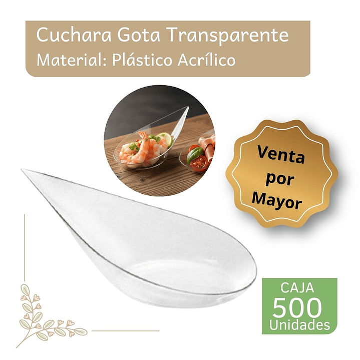 Caja Cuchara Acrílico Gota Transparente Ceviche (500 Unid) 1