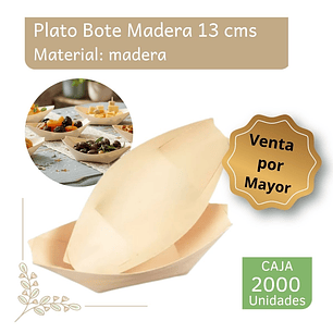 Caja Plato/Cuchara Bote Madera Degustación 13 Cm (2000 Unidades)