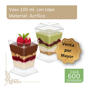 Caja Pote Vaso Acrílico Plástico Con Tapa 100 Ml (600 Unidades)