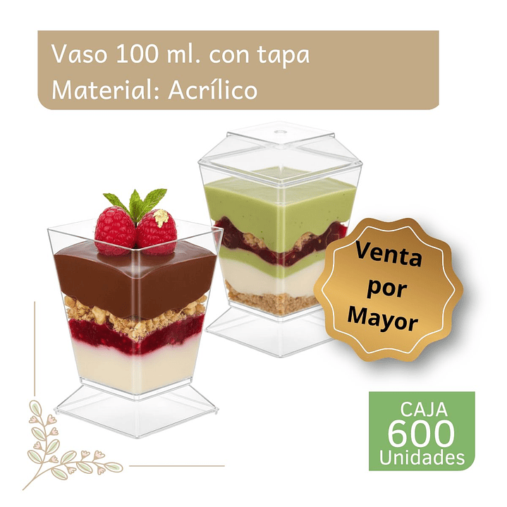 Caja Pote Vaso Acrílico Plástico Con Tapa 100 Ml (600 Unidades) 1