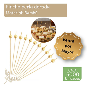 Caja Brocheta | Pincho Perla Dorada 12 cm (5000 Unidades)