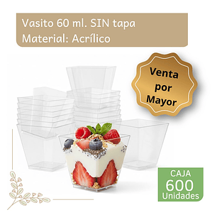 Caja Pote Vaso Acrílico Plástico Sin Tapa 60 Ml (600 Unidades)
