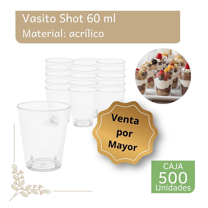 Caja Vaso Shot Plástico Acrílico  60 ML (500 Unidades) 1