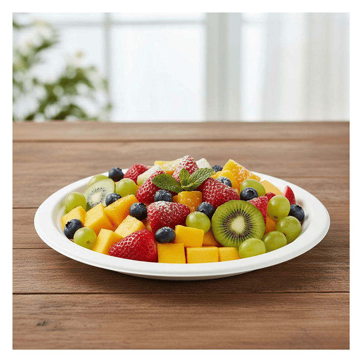 Caja Plato bagazo redondo blanco 23 cm (500 unidades) 3