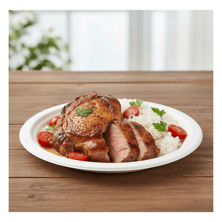 Caja Plato bagazo redondo blanco 23 cm (500 unidades) 6