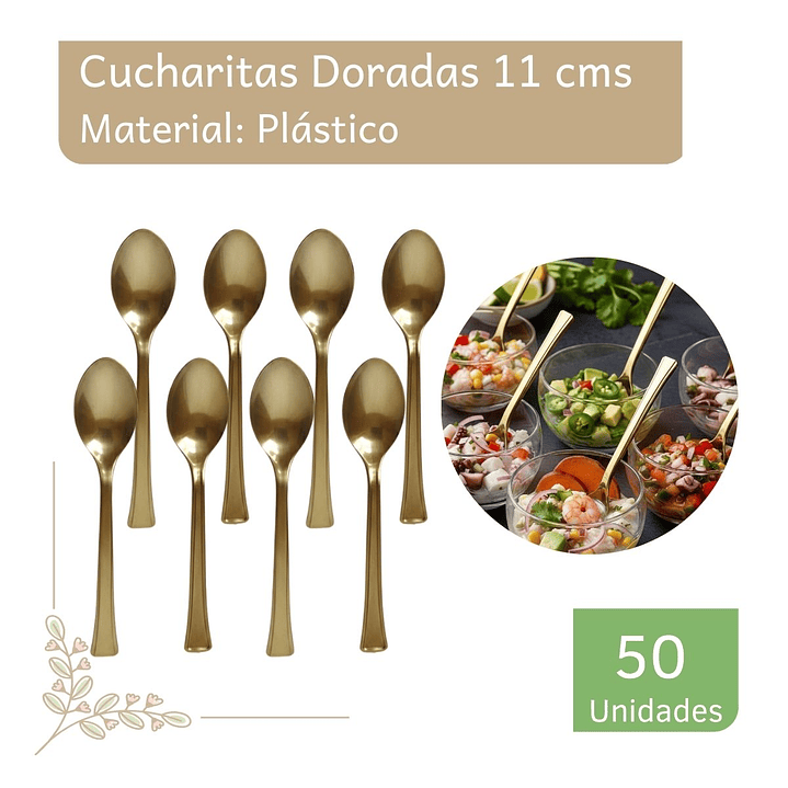 Cucharita Dorada Premium 11 cms  (paquete 50 Unid.) 1