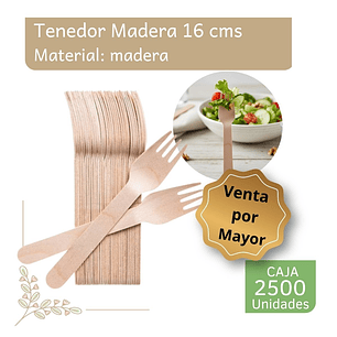 Caja Tenedor Madera 16 Cm  (2500 Unid.)