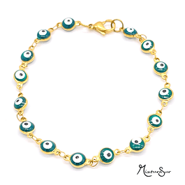 Pulsera ojos turcos verdes