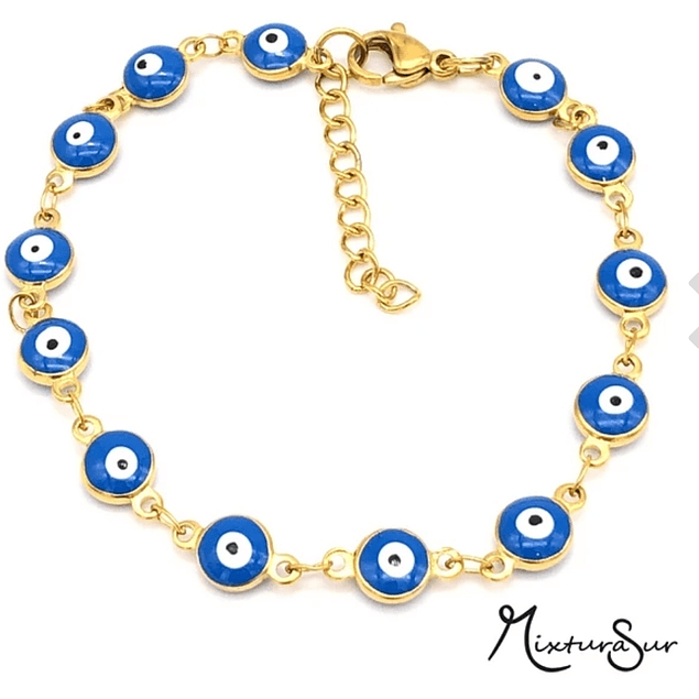 Pulsera Amuleto black y ojo turco azul