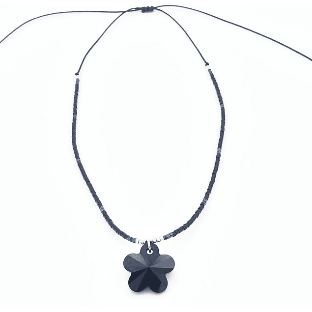 Collar flor Swarovski negro
