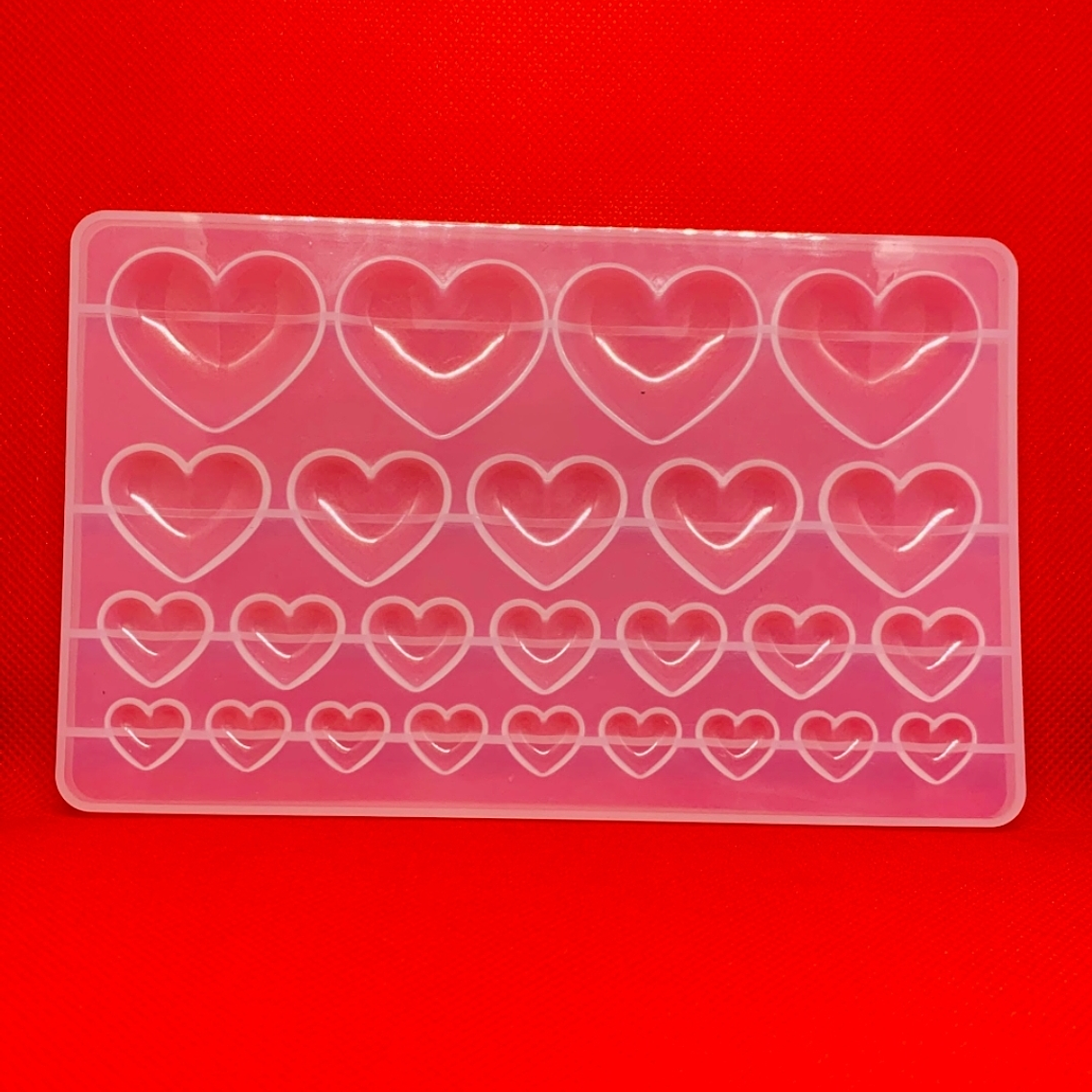 Molde para resina Corazones mix grande 1